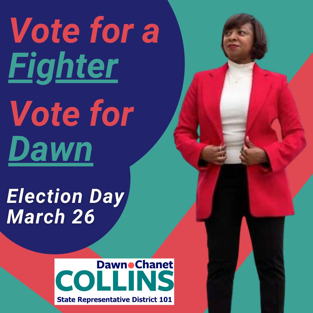 DDCollins76's tweet photo. Election Day is THIS Saturday. 
Vote for the unbought, bold, fighter for State Representative for District 101 
#WhenWeVoteWeWin #DawnforStateRep #Weknowdawn #welovedawn https://t.co/rPqJnUNzue