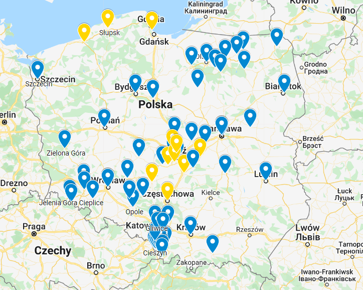 luteranie's tweet photo. Luterańskie parafie przyjmują gości, pomagają w aklimatyzacji, załatwianiu spraw urzędowych, edukacji dzieci, wspierają lokalne projekty, ogólnopolskie zbiórki, organizują transporty. Mapa jest aktualizowana na podstawie informacji napływających z diecezji i parafii @ewangelicyPL https://t.co/uZFZch7Z3x