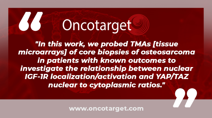 Oncotarget's tweet photo. #TrendingWithImpact: Researchers from @MDAndersonNews @Rice_BIOE @RiceEngineering &amp; @RiceUniversity evaluated 37 post-treatment osteosarcoma tumor specimens and investigated two cancer-associated signaling pathways.

Read the full paper: https://t.co/JuPPPUXY2m

#osteosarcoma #OA https://t.co/q11e6VM5eP