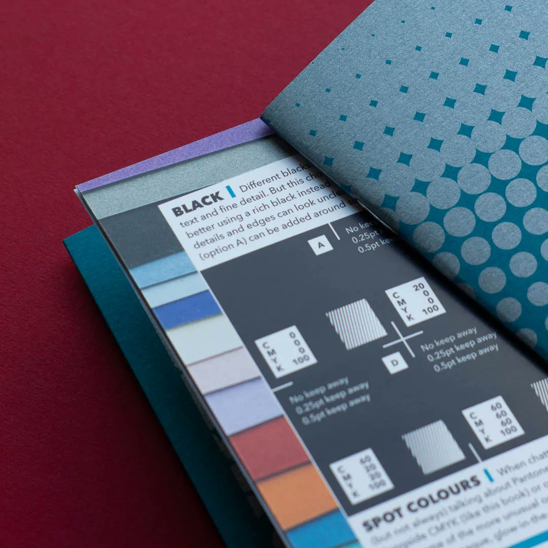 Black isn't just black. 100% black, rich black, cool black, warm black... I take a good look at all this in the Print Handbook so you know how it's going to look in print. #printhandbook #cmyk #hpindigo #litho #digitalprint #illustration #logodesign #branding #color #colour