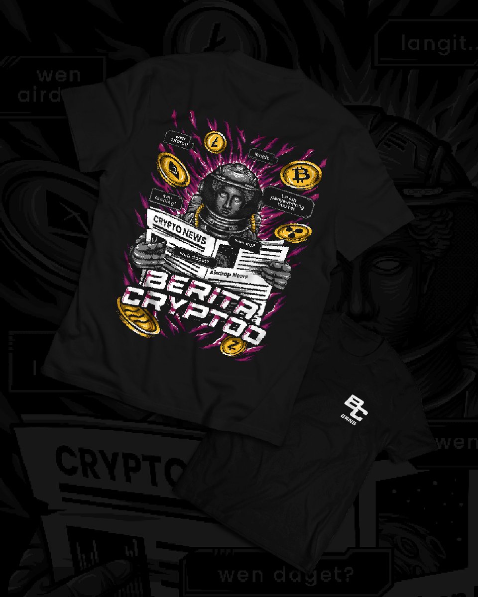 BeritaCryptoo's tweet photo. Official T-Shirt BeritaCryptoo | Twitter Campaign.

1. Follow twitter @BeritaCryptoo
2. Join Telegram Channel &amp; Grub (https://t.co/x7aYxgz19Y &amp; (https://t.co/01OcSdNGXY)
3. Like, rt + quote retweet: 
"Bagaimana pandangan kalian terhadap channel BeritaCryptoo?"

Followers min: 100 https://t.co/NaOaNVXlNE
