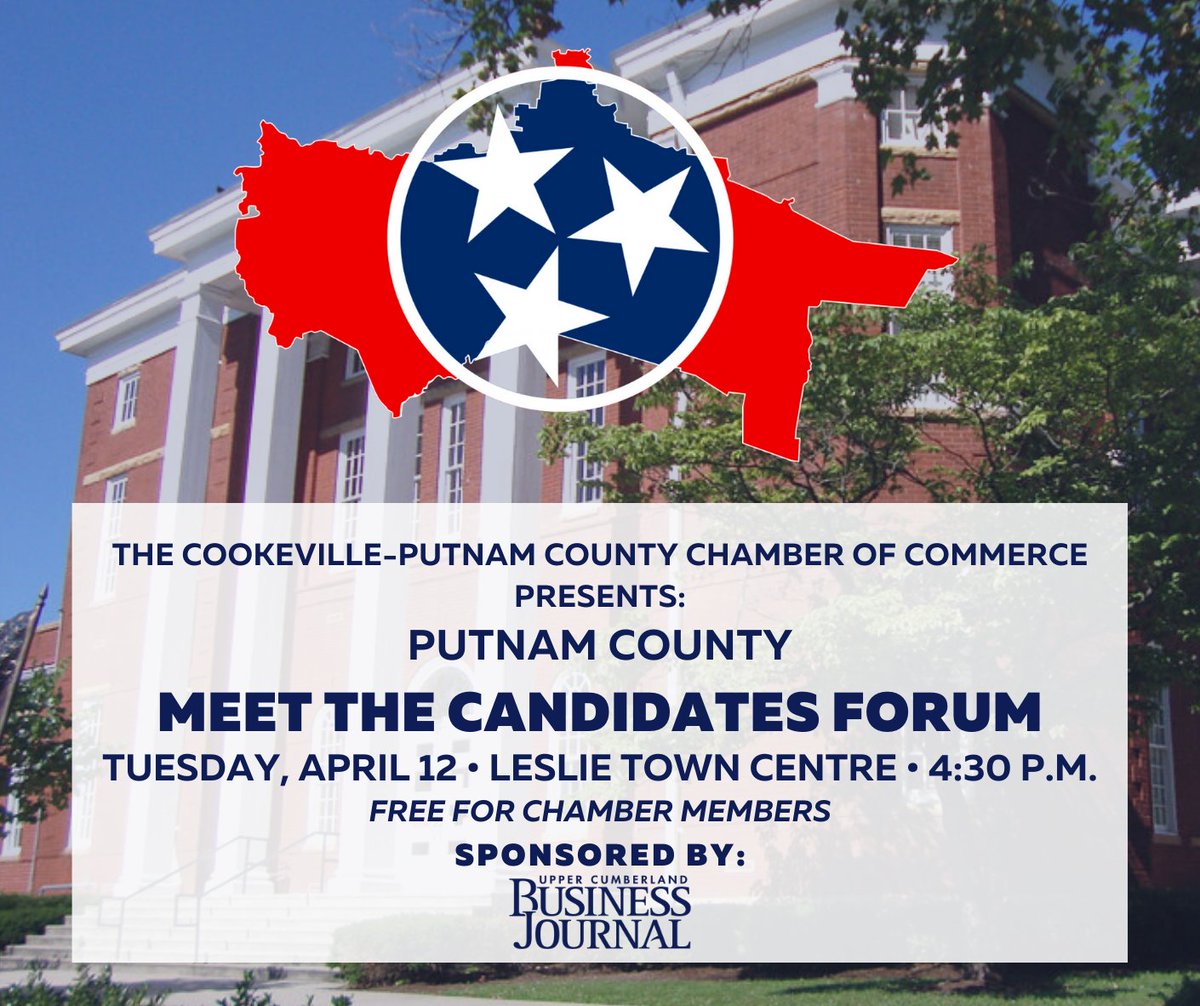 Are you registered?! ☑️ 🇺🇸

The Putnam County Meet The Candidates Event is quickly approaching coming up Tuesday, April 12th! 

We can't wait to see you there!

Register now: cookevillechamber.chambermaster.com/eventregistrat…