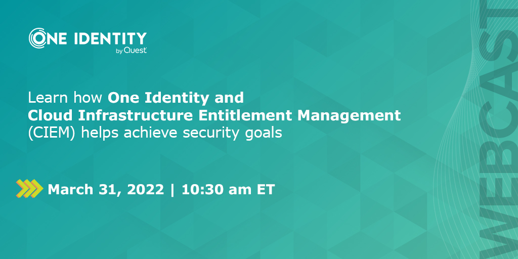 Experience cloud identity security and join us March 31st to see how One Identity addresses Cloud Infrastructure Entitlement Management (#CIEM) by elevating the functional intersection of #IGA and #PAM. okt.to/CAym7Q