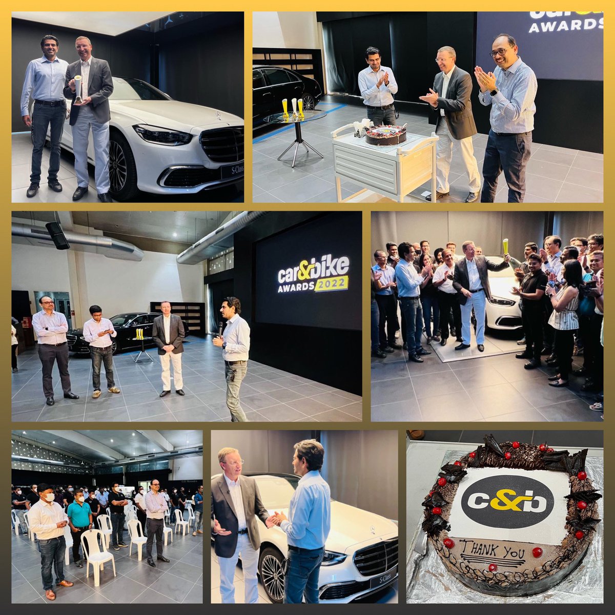 sidpatankar's tweet photo. Wonderful reception at the Mercedes-Benz India HQ to celebrate the big wins the #SClass had: 2022 Luxury Car, its new MBUX 7.0 NTG for tech UI. And it went on to win the first ever overall Premium Car of the Year! Very grateful to everyone at MBIL for this fabulous surprise! SVP https://t.co/ZayN29Mq9I