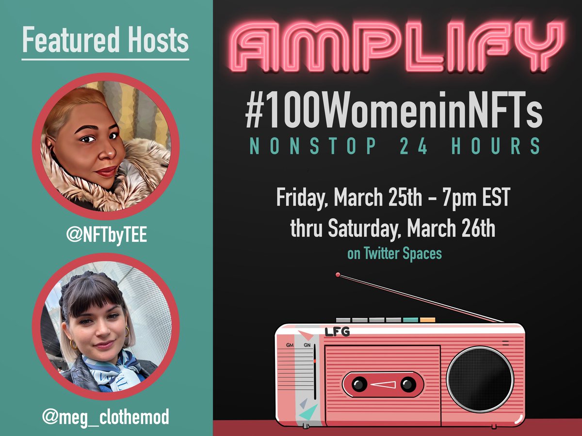 PurpleFinchUK's tweet photo. Adding to our fantastic line up of host announcements for the #100womeninNFTs 24 hr event - we have teamed up with  @NFTbyTEE and @meg_clothemod  😍

This event is going to be FIRE 🔥 https://t.co/r5PH8jIRwn
