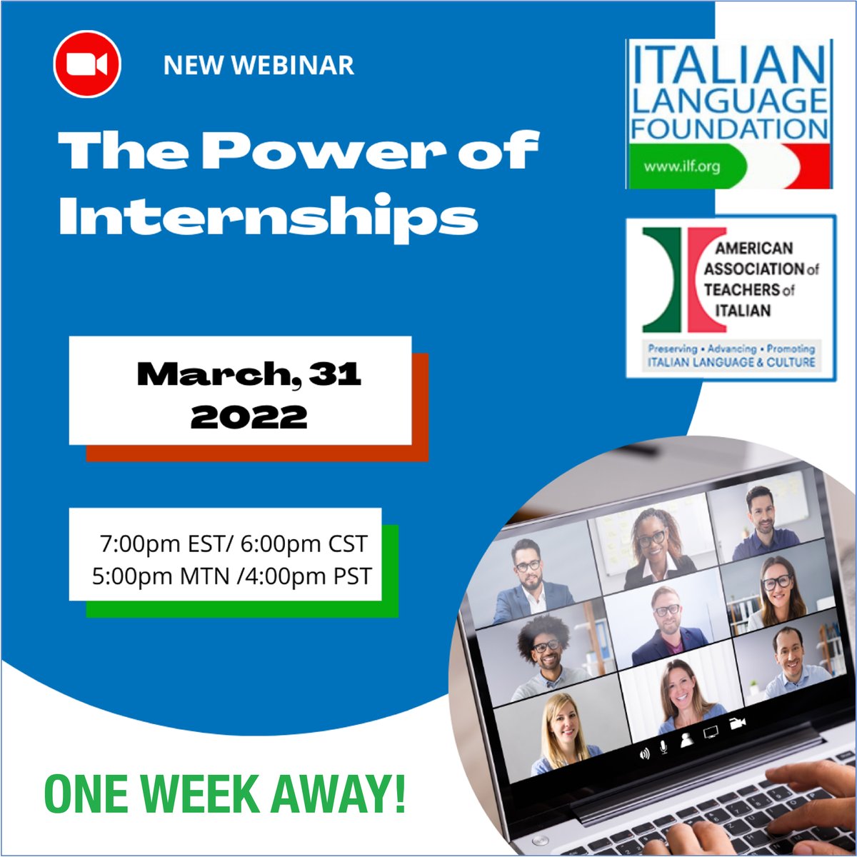 🗓️ The Power of Internships webinar is in one week! March, 31, 2022 at 7 PM EST
⏰Seize this opportunity to ask the questions you have always wanted to ask!

📩Register today on ILF's website