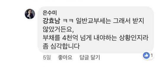 이재명이 빚을 갚았다고요? 제발요.. 임기 직후 은 시장의 댓글입니다. 모라토리엄은 지금 선언해야할지도 몰라요.