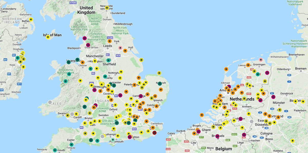 gmrpetricca's tweet photo. Many locations are registering moderate to high levels of air pollution this afternoon, in particular between #England, #Belgium and the #Netherlands.
This 14 GMT map is provided with data from @davisinst #AirLink stations follows the UK #DAQI.
Info: https://t.co/OZzKqB4sv9 https://t.co/cI7HLj1QYq