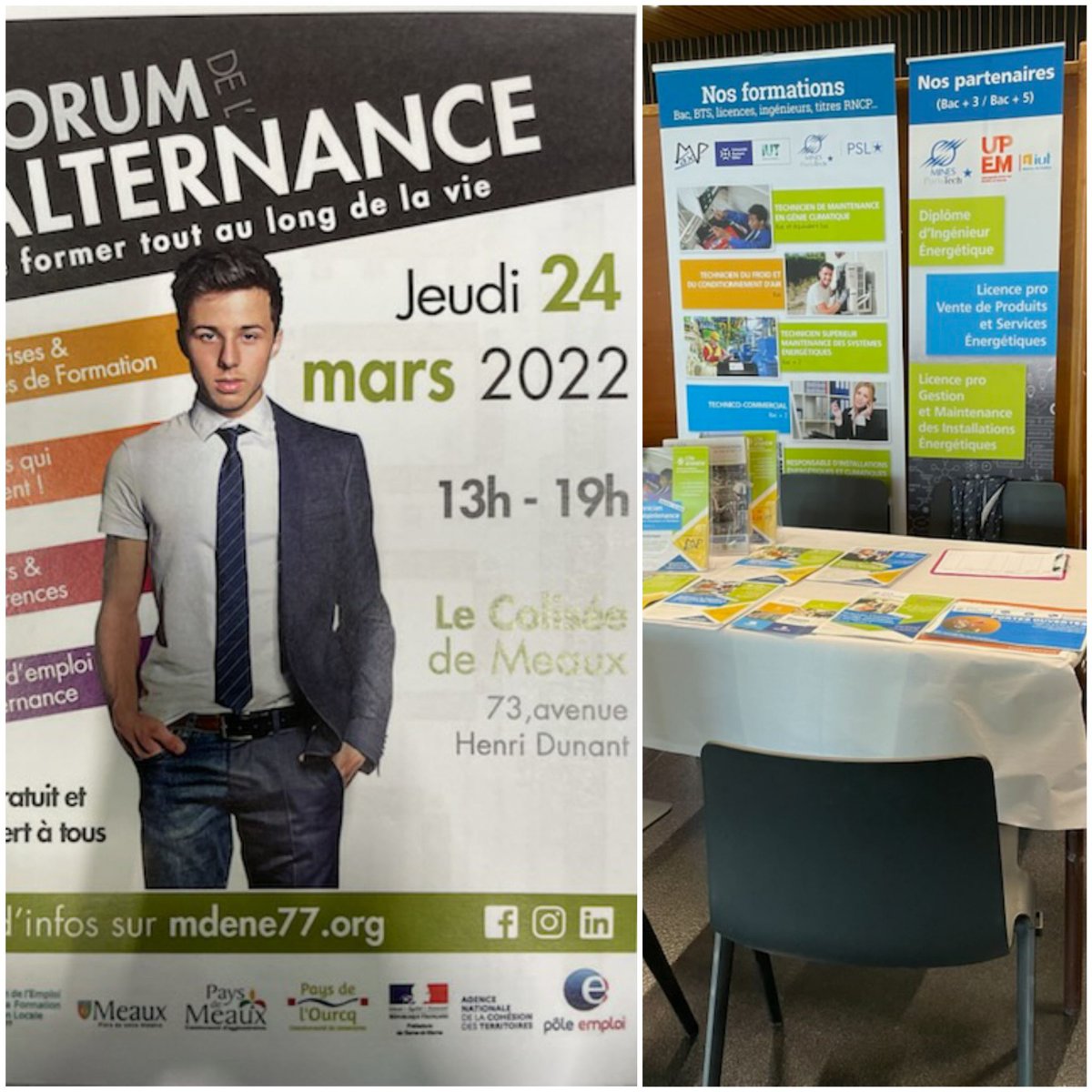 Le <a href="/CFA_Afanem/">Le CFA AFANEM devient l'école Energie Tech</a> est présent jusqu'à 19h00 au Colisée de Meaux pour le Forum de l'#alternance organisé par la Mdene 77. 🤔 Si tu t'interroges encore sur ton orientation, viens nous retrouver sur le salon !
📍Colisée 73 av. Henri Dunant - Meaux
<a href="/DMPEnergie/">Des métiers pleins d'énergie !</a> <a href="/_FEDENE_/">FEDENE</a>  #orientation