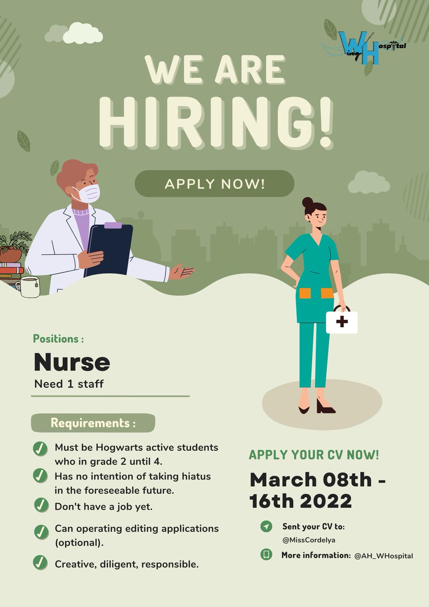 MissCordelya's tweet image. Apakah koridor ramai? Saya ingin menyampaikan sedikit pengumuman terkalit open recruitment Hospital Wing yang dibuka beberapa waktu lalu