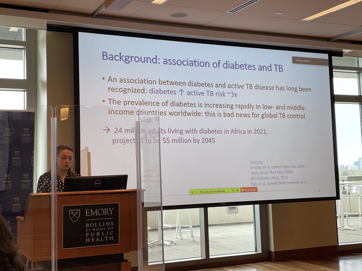 More important work by <a href="/Emory_TB_Center/">Emory/Georgia TB Research Advancement Center-TRAC</a> trainees, this time soon-to-be Dr. Alison Smith (@justalisongrace; <a href="/EmoryMedicine/">Emory School of Medicine</a> Class of 2022) presenting on the intersection of diabetes and TB at #WorldTBDay. Wishing her the best <a href="/dukemedicine/">Duke Department of Medicine</a> next year!