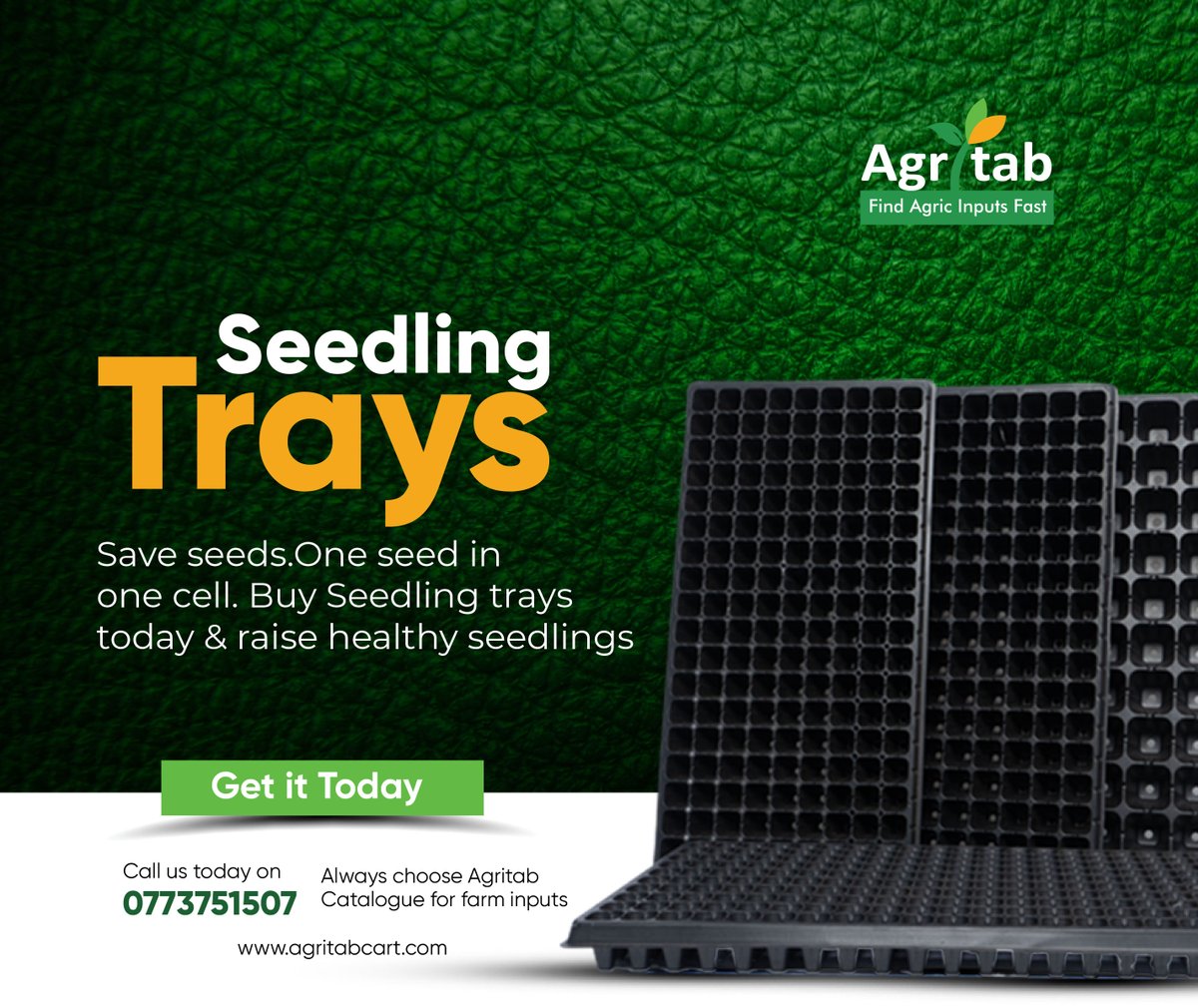 Using seedling traysensures better nutrient availability for each seed, and eliminates the need for multiple plantings.
For orders please call +256 773 751507
#Agritabcart #Seedlingtrays