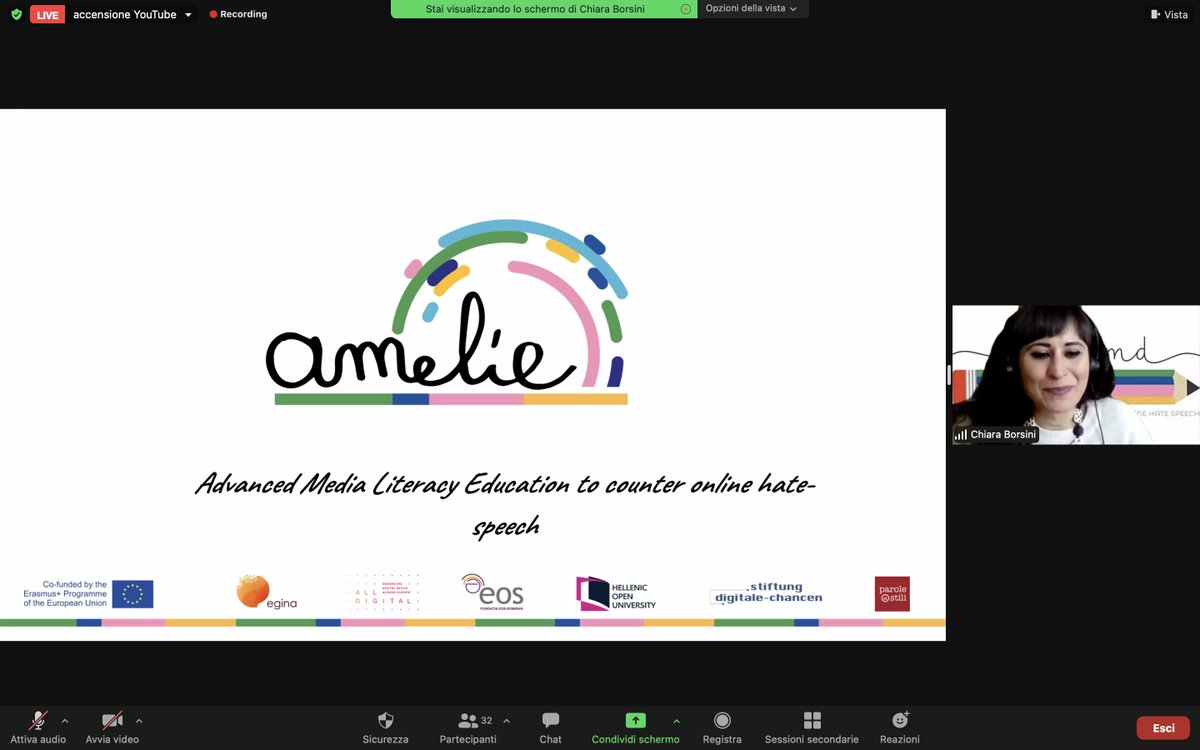 AllDigitalEU's tweet photo. During today’s #ADWeeks2022 event on #AmelieProject, @CBorsini said: “Countering #online #hatespeech requires education in kindness, understanding, respect, awareness about how to use digital communication tools. #Schools have a crucial role in this change” #EYY2022 @Europarl_EYE https://t.co/JEQySr9Ma1