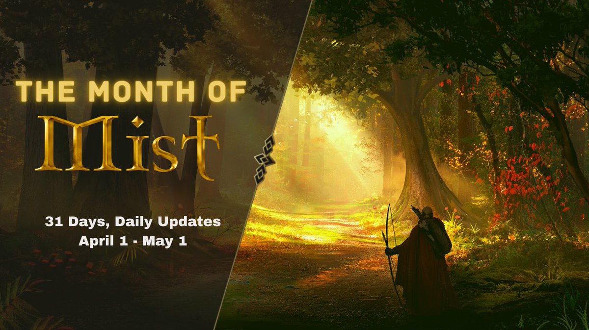 The Month of Mist starts April 1st.  A full month of daily updates, preparing players for Pre-Alpha Launch.

31 Daily Updates:
👨‍🎓 NFT Scholarship System
🏝️Earning systems (P2E, NFT Land, ++)
🧙‍♂️Class/Race Deep-Dives
⚔️Gameplay Guides/Details
🎮Guilds
🎯and more

#NFT #P2EGame #p2e