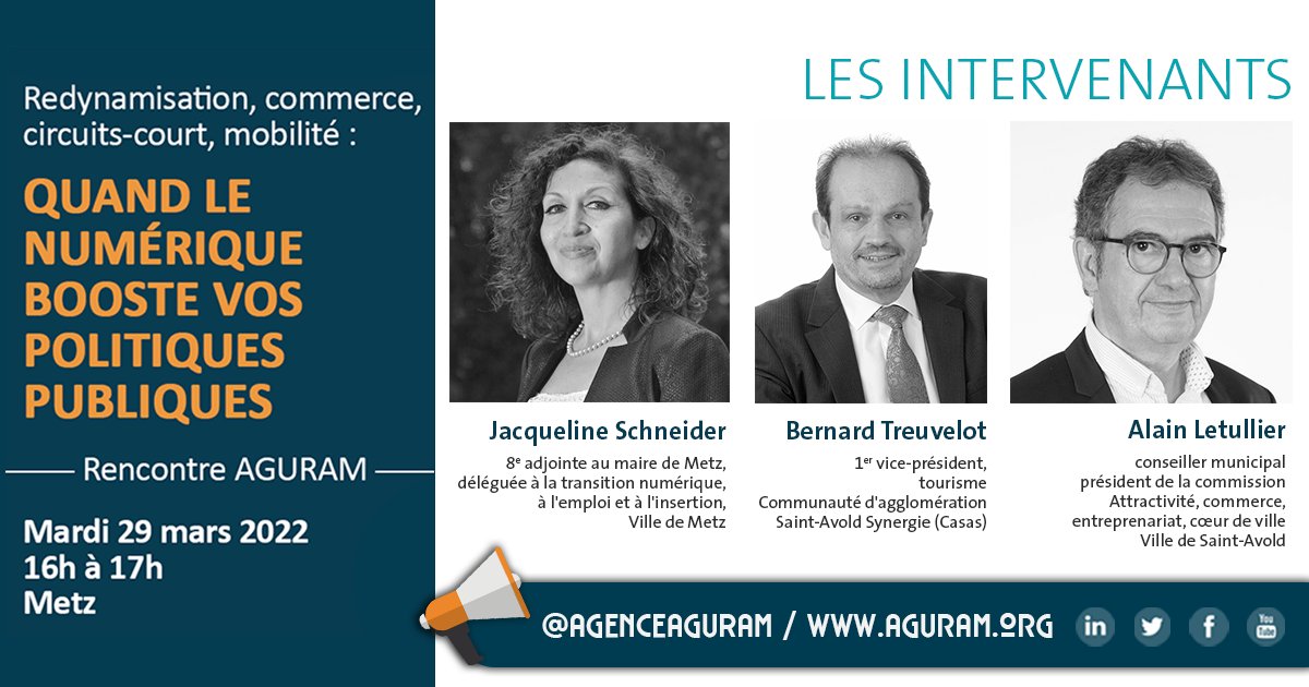 agenceaguram's tweet photo. [évènement #AGURAM] RDV au salon #Urbest #GrandEst à #Metz mardi 29 pour parler numérique &amp; politiques publiques (attractivité, commerce, circuits-courts, etc) avec : 
🔸Jacqueline Schneider
🔸Bernard Treuvelot 
🔸Alain Letullier

Infos &amp; inscriptions 👉 https://t.co/SAT0Nr0V4v https://t.co/dwn65Qsj4R