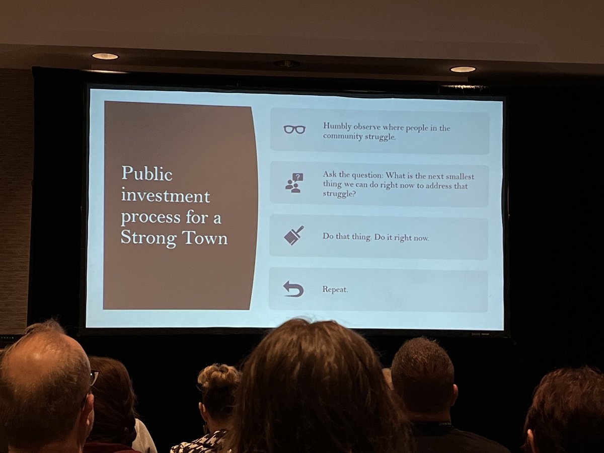 .<a href="/clmarohn/">Charles Marohn</a>’s tips for creating <a href="/StrongTowns/">Strong Towns</a>. 

This morning, he’s speaking to <a href="/ChristopherCoes/">Christopher A. Coes</a>, Principal Deputy Assistant Secretary for Transportation Policy at <a href="/USDOT/">U.S. Department of Transportation</a>, about rethinking infrastructure investments. #CNU30