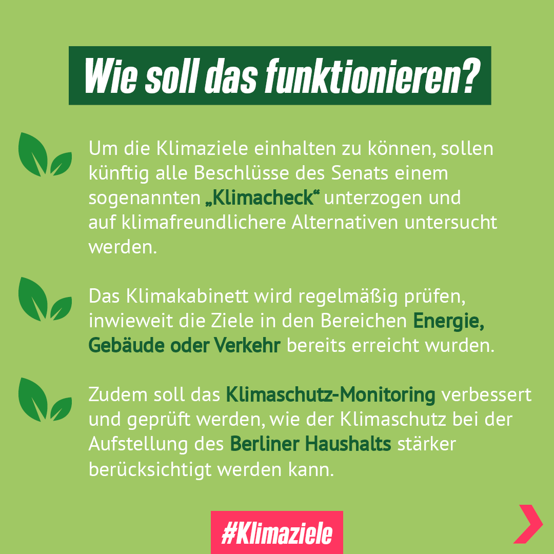 gruene_berlin's tweet image. Berlin bekommt ein neues Klimakabinett!💚Das Kabinett, dass sich u.a. aus Umweltsenatorin @Bettina_Jarasch &amp;amp; Finanzsenator @dpwes zusammensetzt, soll künftig die Einhaltung der #Klimaziele überwachen &amp;amp; #Klimaschutzmaßnahmen erarbeiten. 
#100TageProgramm
#klimaneutralesBerlin
👇