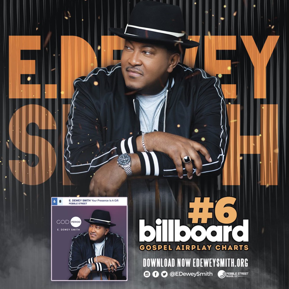 edeweysmith's tweet photo. HUGE thanks to all of the radio stations who played my single, “Your Presence Is A Gift”!!! It’s #6 on @billboard Gospel Airplay Chart this week!!! WOW!!!! @pebblestreetrec  #YourPresenceIsAGift #GodPeriod https://t.co/a0d0rZVyng