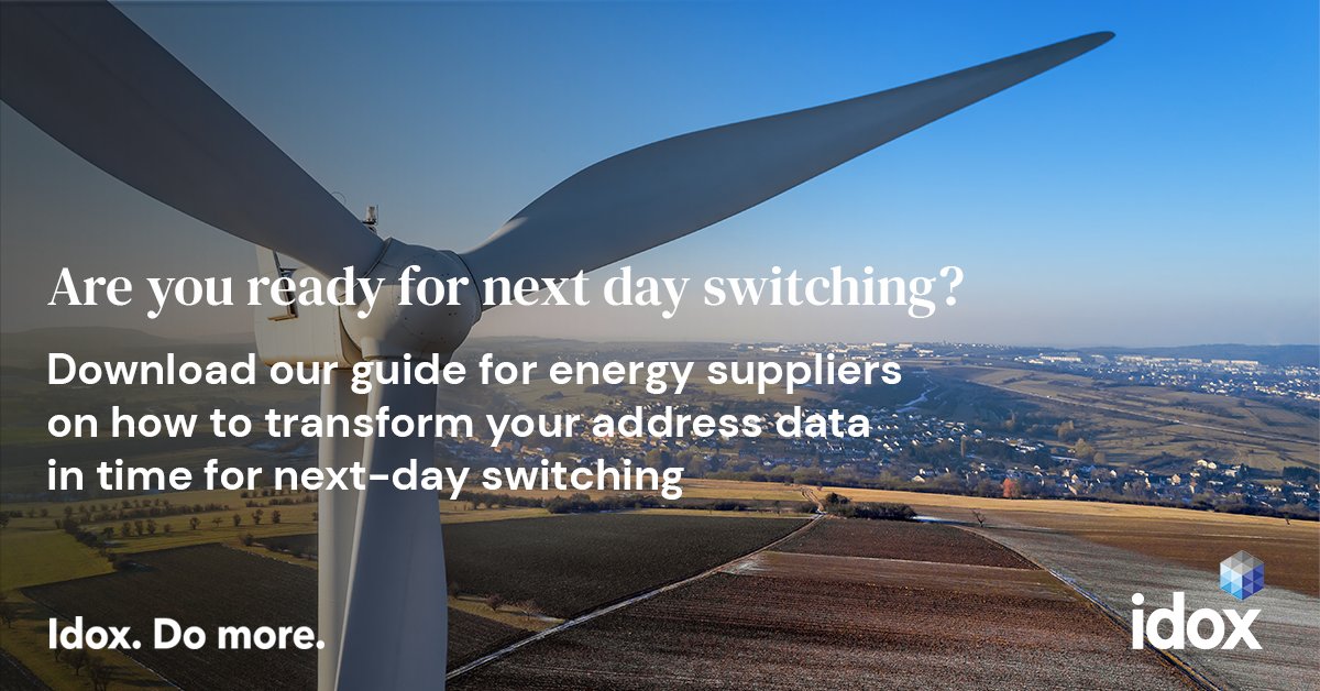 Idoxgroup's tweet photo. We can help energy suppliers optimise their address data so theyโre ready for next-day switching. Find out how easy it is to transform your address data to the British Standard by downloading our guide.
https://t.co/JNuasRwMll
#nextdayswitching #addressmanagement https://t.co/PuRBfACrkY