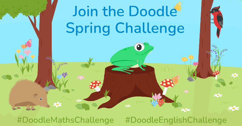 DoodleLearning_'s tweet photo. Weβre thrilled to announce that our Spring Challenge will return on the 1st of April! π£
Encourage your child or pupils to join the fun to earn an exclusive woodpecker or frog pin badge and certificate! πΈ π¦
#DoodleMathsChallenge #DoodleEnglishChallenge