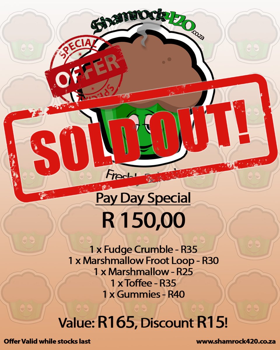 SHAMROCK420CPT's tweet photo. The Payday Special is sold out. Check out our other products at: https://t.co/GH4zSMI0XF https://t.co/H5lZXBijp6