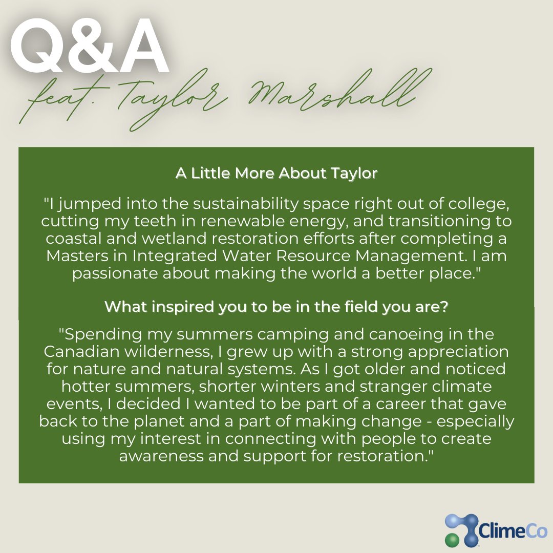 ClimeCo's tweet image. In honor of #WomensHistoryMonth &amp;amp; #InternationalWomensDay, which are both celebrated in March, we would like to highlight one of our partners, &amp;amp; an impactful woman, @REF_Taylor Marshall, of @REF_Restores.

Learn about the impact she is making through her work at #REF below.