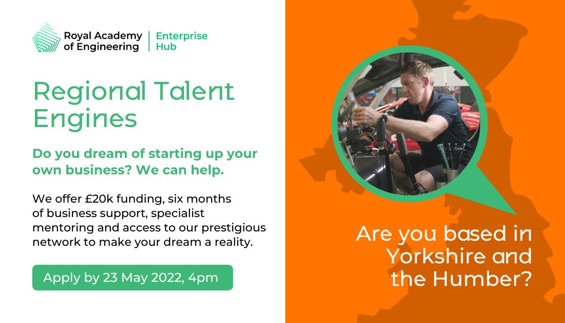 HMGNorth's tweet photo. Apply for the @RAEng_Hub new Regional Talent Engines! 

Based in Northern England and Northern Ireland, they can help you turn your innovation idea into a business with their funding and entrepreneurial support. 

For information visit 👉 https://t.co/Iz8G9YOs0T 

#RTEngines https://t.co/SzHBro0Xp4