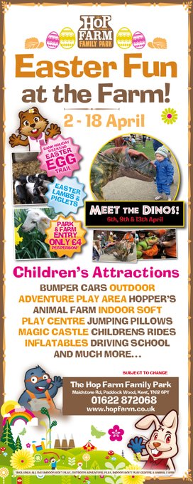 Get ready for EGG-citing FUN and some ROAR-some days this Easter Holiday. 2-18 April, we have Spring lambs, piglets, children's rides and real action DINOSAURS on selected dates. Find out more and book here: https://t.co/tPltn8aQui #easterholidays #lam...