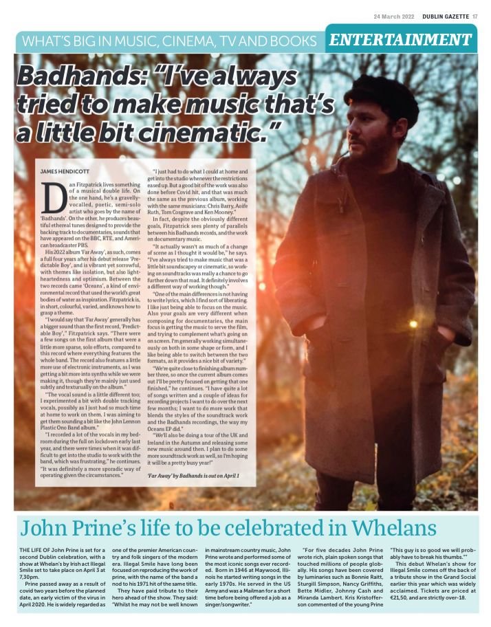 wearebadhands's tweet photo. Big thanks to @jameshendicott  for the interview in advance of the album release next week, you can check it out in today's @DublinGazette ⬇️

https://t.co/TwazgaQqMD https://t.co/FodeXdYGHi