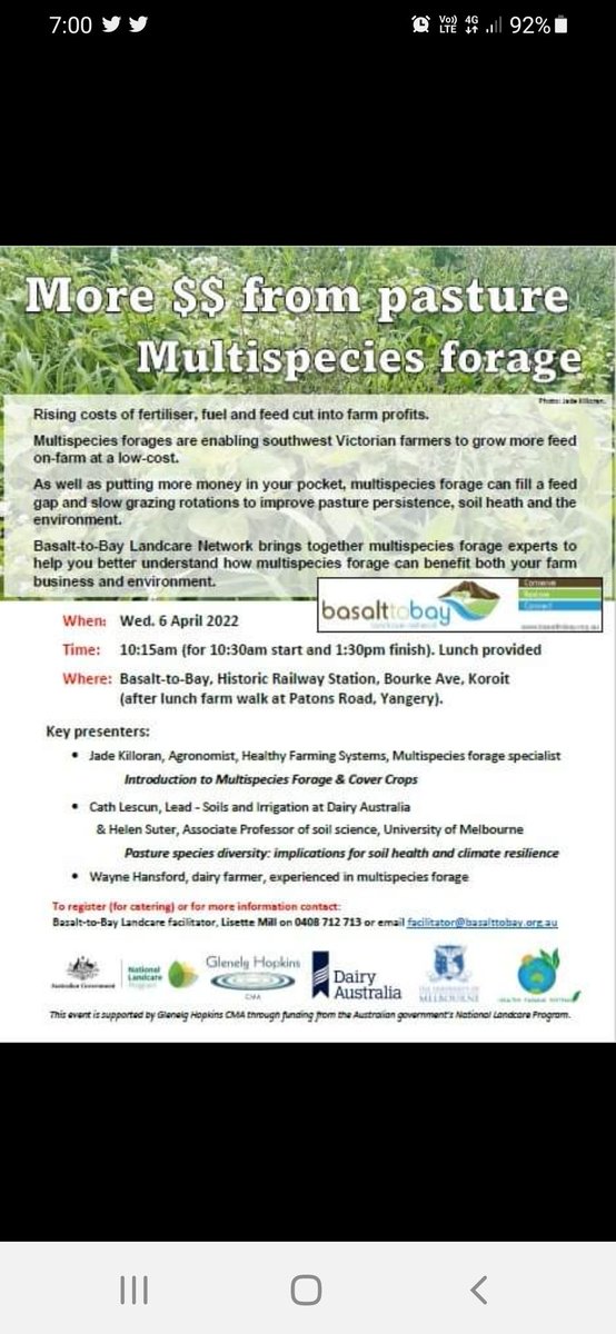 Multispecies field day coming up in SW Vic