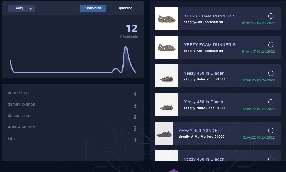 Safe to say, I’ve been busy today. Thank you @MEKRobotics 6 Yeezy 450 Cinders, 2 foamrunners, 1 Waverunner, and 3 white Sacai Vaporwaffles! Shout out to @PureProxies for the speed! All for the great customers of @CakeACO 🥳