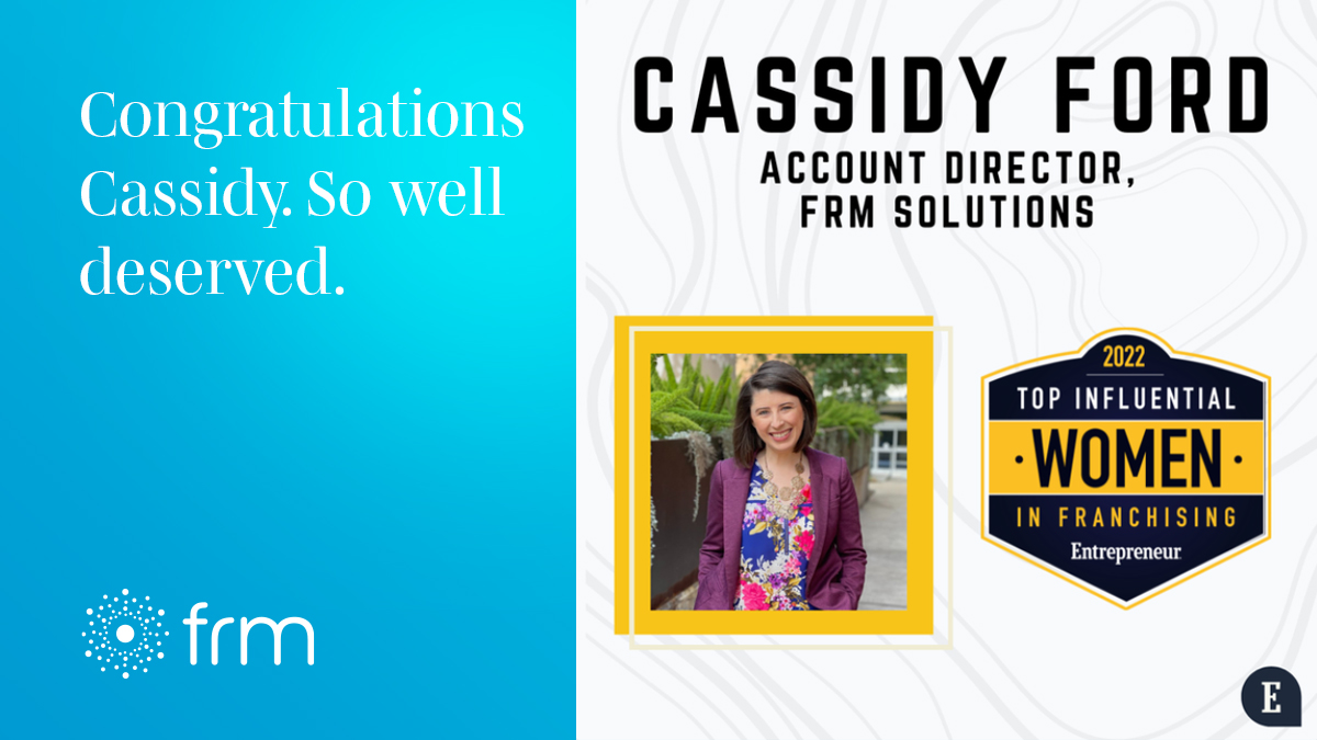 FRMsolutions's tweet image. FRM Solutions is proud to call out one of its own, Cassidy Ford for being named one of the Top Influential Women in Franchising; Franchise 500 by Entrepreneur. Such a great acknowledgment of the hard work we see every day. franchise500.com/slideshow/4226…