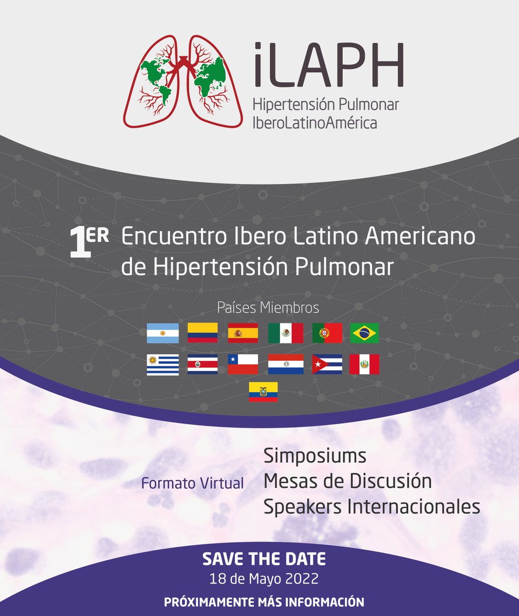 👨‍⚕️👩‍⚕️ Te invitamos a participar en el 1ER Encuentro ILAPH donde convergerán grandes expertos de distintas especialidades #SaveTheDate 18 De Mayo. A traves de la plataforma virtual de <a href="/iLACOorg/">iLACO</a> 

#HipertensionPulmonar