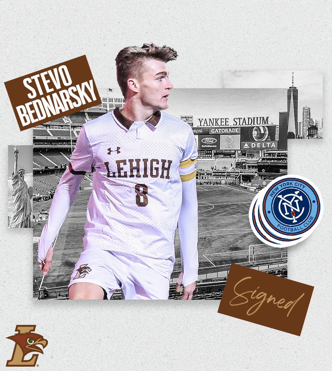 LehighMSoccer's tweet photo. From South Mountain 🗻 to the Big Apple 🍎.

Stevo Bednarsky '21 becomes the latest Mountain Hawk to sign a pro contract with @NYCFC!

🔗: https://t.co/7yE9iCmjT2 https://t.co/UlCpCmQMqu