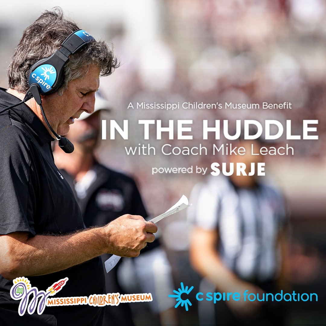 MSChildsMuseum's tweet image. MCM has partnered with the C Spire Foundation to raffle off a chance to hear Coach Mike Leach speak on a virtual video call using the Surje.co platform. 🖥

25 winners will be drawn on April 14. Learn more and purchase your raffle ticket: one.bidpal.net/mikeleachevent…