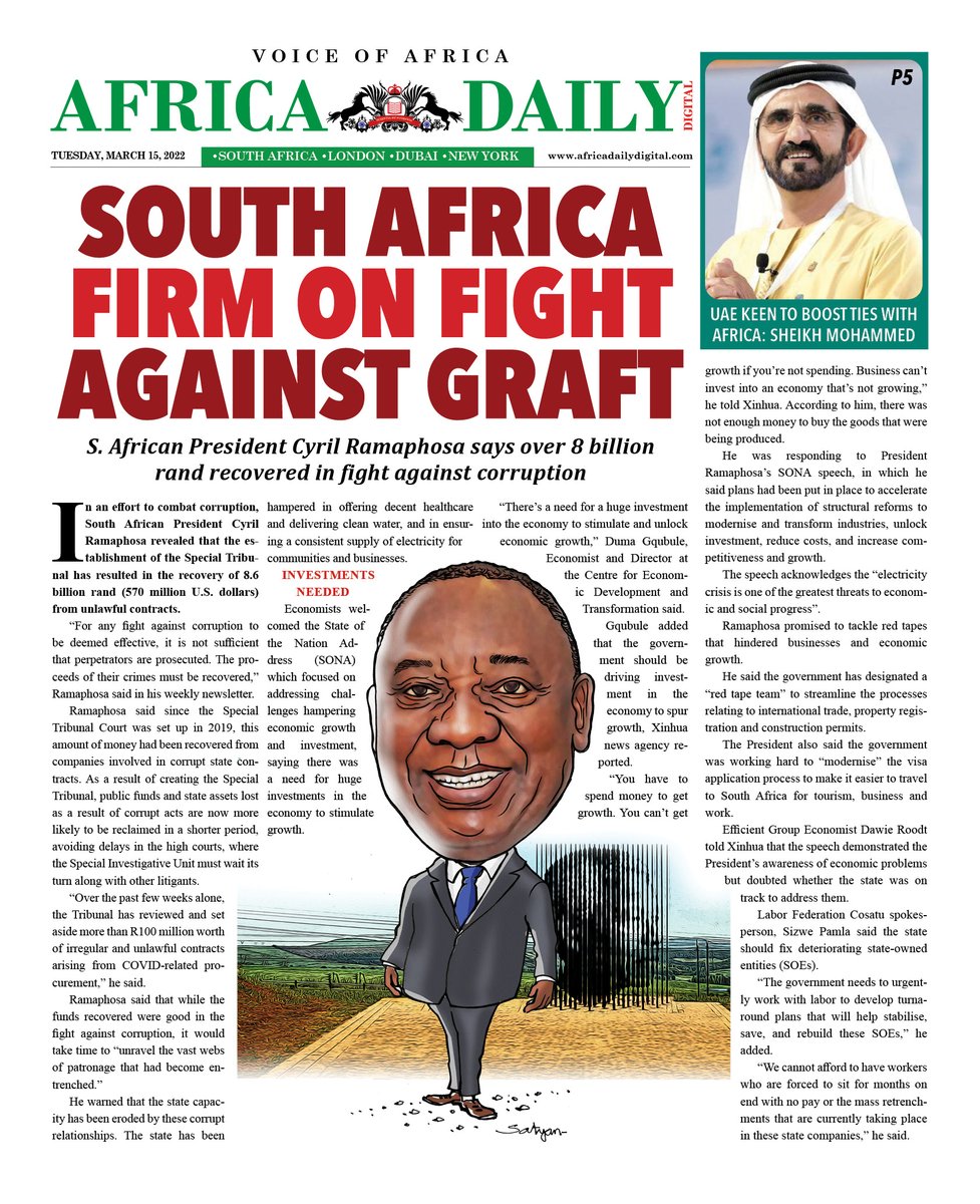 AfricaDailyDig1's tweet photo. President Cyril vows to end corruption - Special freport in Read https://t.co/zgoDlS0oDO https://t.co/Hm5ykK99X7