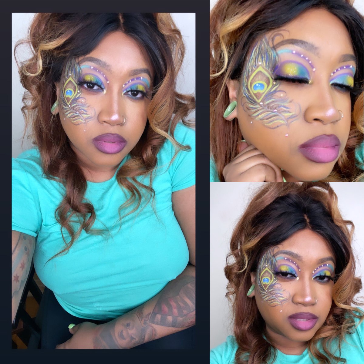 SlayReport's tweet image. *Be a Peacock in a world full of Ducks 
Inspo from @plouiseacademy 
@onesize Primer
@fentybeauty Eaze Drop
@TheLipBar Brow Pencil
@juviasplace Zulu Palette
@plouiseacademy Mint Base 
@MistyGQuartz Mystiq Palette 
@mehronmakeup paradise paint 
@MACcosmetics 
#chicagomakeupartist