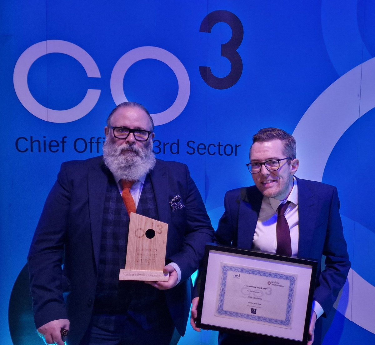 ballyaltonboy's tweet photo. Delighted @UniAtypical were recognised in tonight's #CO3Awards22 Leadership Awards.

CEO @DamienCoyle7 won in category 'Leading a Small Organisation' &amp; yours truly picked up Highly Commended in 'Trustee of the Year'

It remains a privilege to serve as chair of this brilliant DPO. https://t.co/oNpaH1HcMD