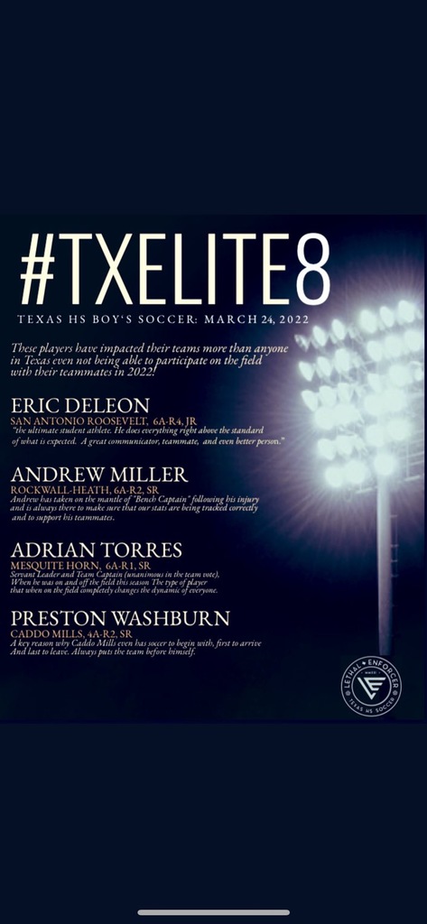CaddoMillsHS's tweet photo. Please vote for our own Preston Washburn for  the best overall named to the #TXElite8 of '22 season. https://t.co/WyrXY09K5K