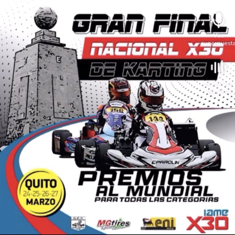 mundotuercaecu's tweet photo. Gran Final Nacional de Karting 2021 IAMEX30
Este fin de semana, el Kartodromo 2 Hemisferios será el escenario para esta gran competencia de Karting, donde se disputará el Campeonato #IAMEX30
@QuitoKarting @Fedak2020
#CNK https://t.co/pkrHIsvarp