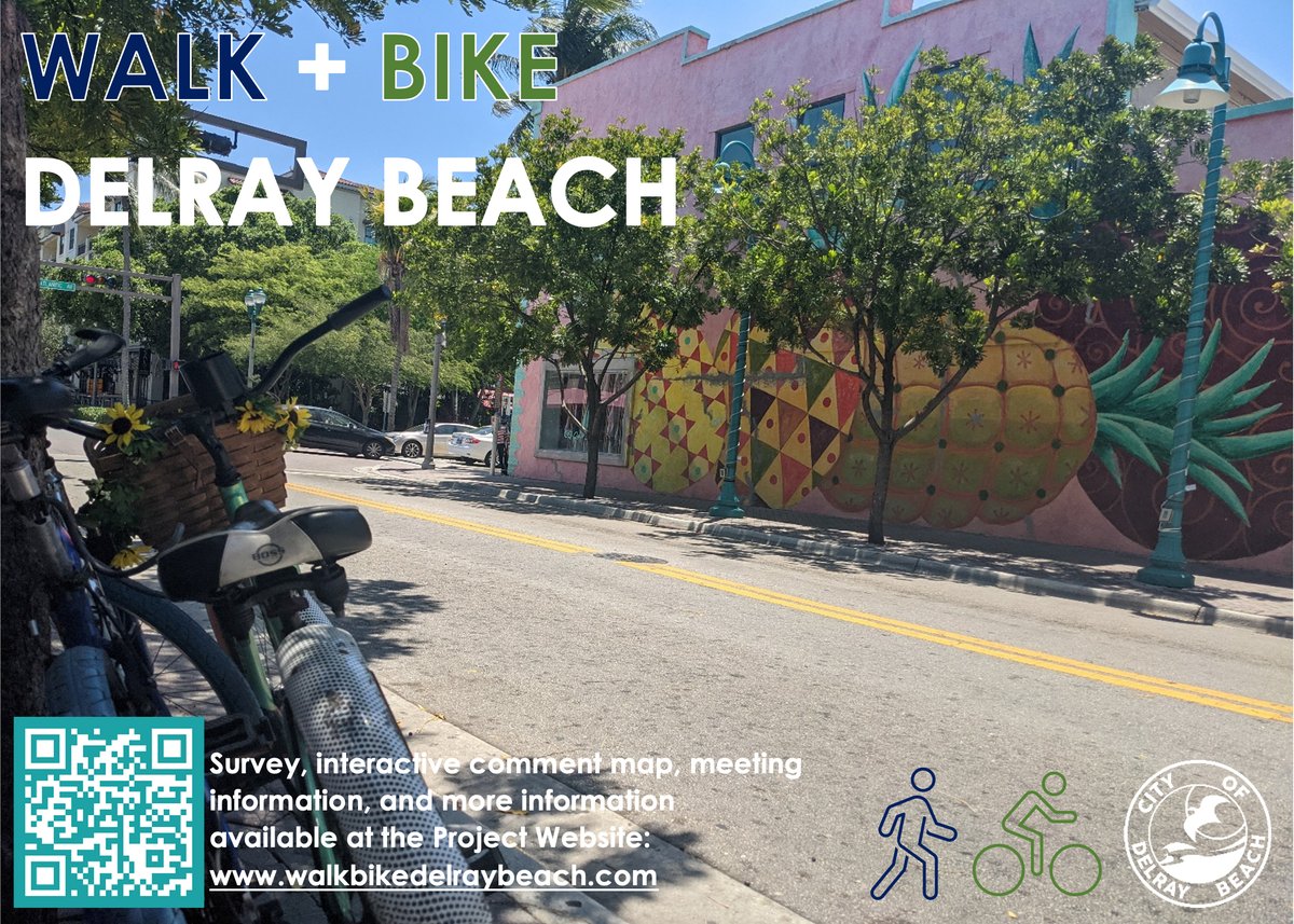 The City is hosting many events during the month of March to gather community input on hot to integrate walking &amp; bicycling into the mobility strategy.

March 24 – Open House
Veteran’s Park, 802 NE 1st Street, Delray Beach
4PM -6PM

delraybeachfl.gov/Home/Component…