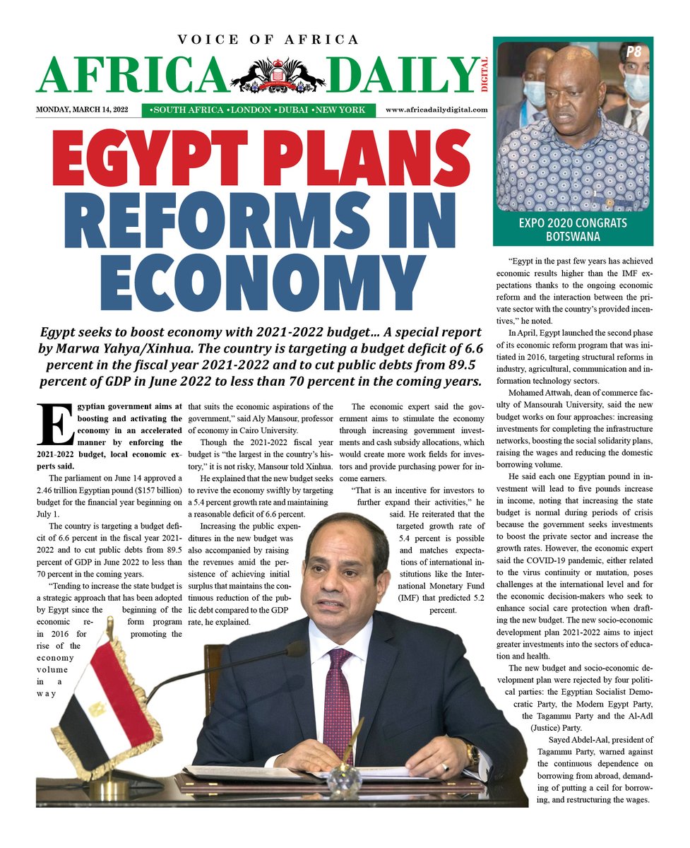 AfricaDailyDig1's tweet photo. Sisi to reform Economy - Read https://t.co/zgoDlS0oDO https://t.co/5Kg22GcJrq
