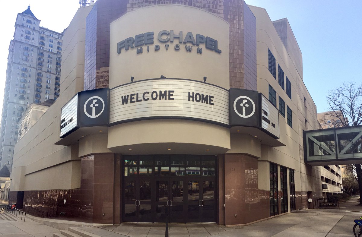 Van_WinkleCo's tweet photo. @freechapelmidtown held their first service in their new permanent @MidtownATL home last Sunday. Here's a peek at @freechapel's renovated #church home on 14th Street. We're thrilled we could serve in creating a space just for them! #worship #renovation #construction https://t.co/JPBZ0Uwy3K