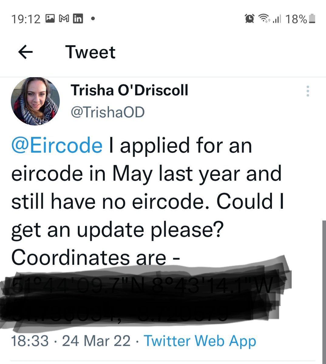 loc8code's tweet image. @1Hildegarde @EamonRyan the officials of your @Dept_ECC in 7yrs have been unable to get @Postvox to allocate Eircodes in a timely manner yet your Gov insists on them for Census, broadband, SUSI &amp;amp; more - simply dysfunctional &amp;amp; incompetent @kodonnellLK