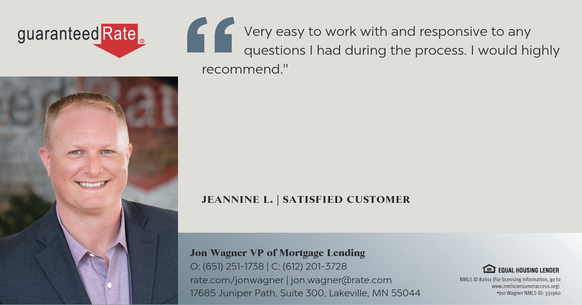 jonwagner04's tweet image. Thanks for the great review Jeannine! We hope to do the same for your friends. #LowRates #FlashClose #Rosemount #GRvibe rate.com/jonwagner