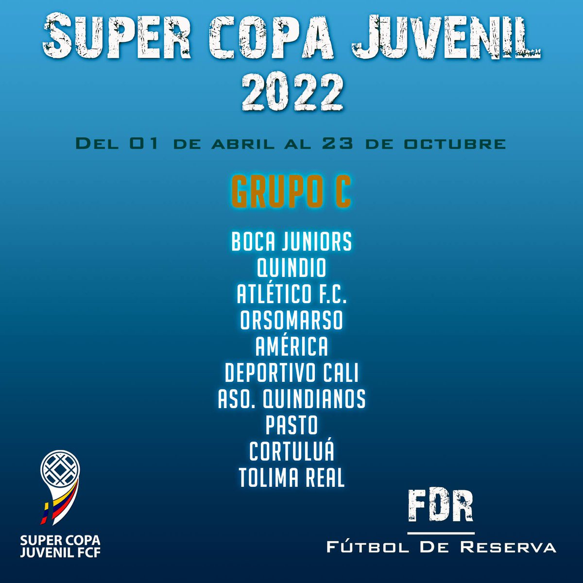 futboldereserva's tweet photo. ⚽️💯 Así quedaron integrados los grupos para la Súper Copa Juvenil 2022.

#FútbolDeReserva #FútbolJuvenil #FDR #FútbolBase https://t.co/dS0AysdIud
