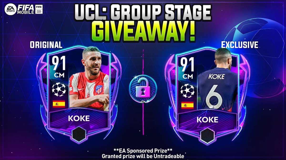 LuixenS's tweet photo. EXCLUSIVE UCL KOKE GIVEAWAY!

Thanks to @EAFIFAMOBILE for Sponsoring this giveaway!
Requirements to enter:
- Follow @LuixenS and @EAFIFAMOBILE
- RT and like this Tweet
- Mention me on the Comments https://t.co/gWsdgfCbcV