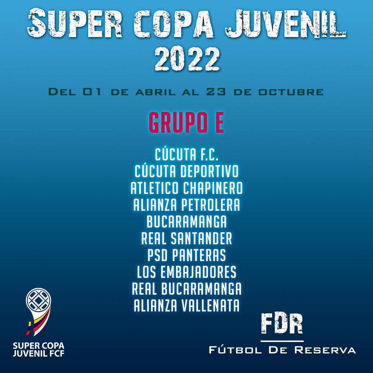 futboldereserva's tweet photo. Grupos de la Súper Copa Juvenil 2022.

#FútbolDeReserva #FútbolJuvenil #FDR #FútbolBase https://t.co/ognFKLEJWy