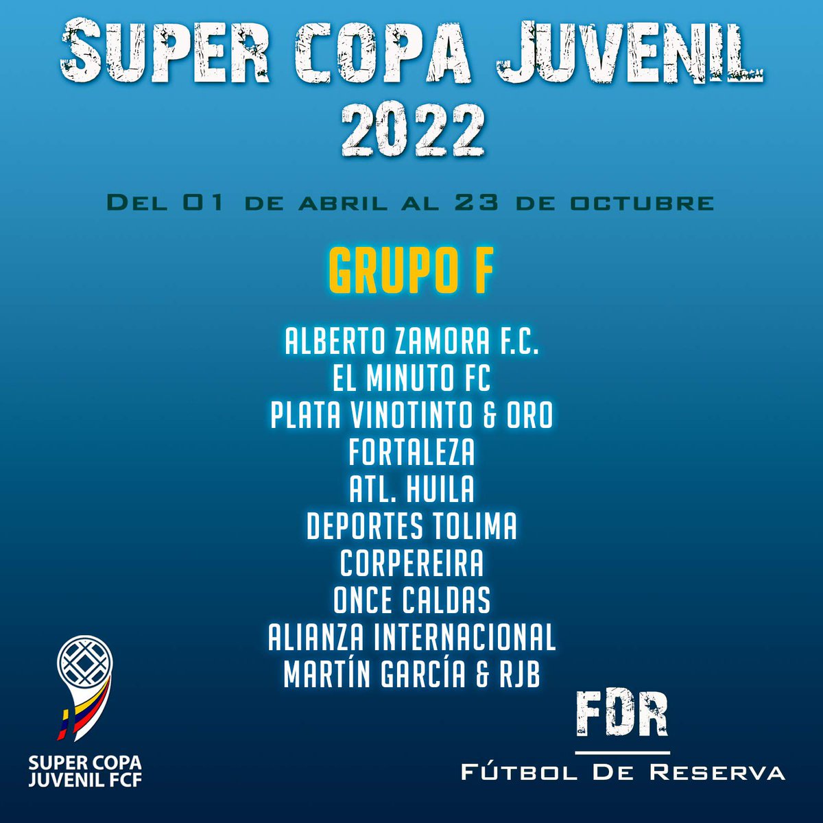 futboldereserva's tweet photo. Grupos de la Súper Copa Juvenil 2022.

#FútbolDeReserva #FútbolJuvenil #FDR #FútbolBase https://t.co/ognFKLEJWy