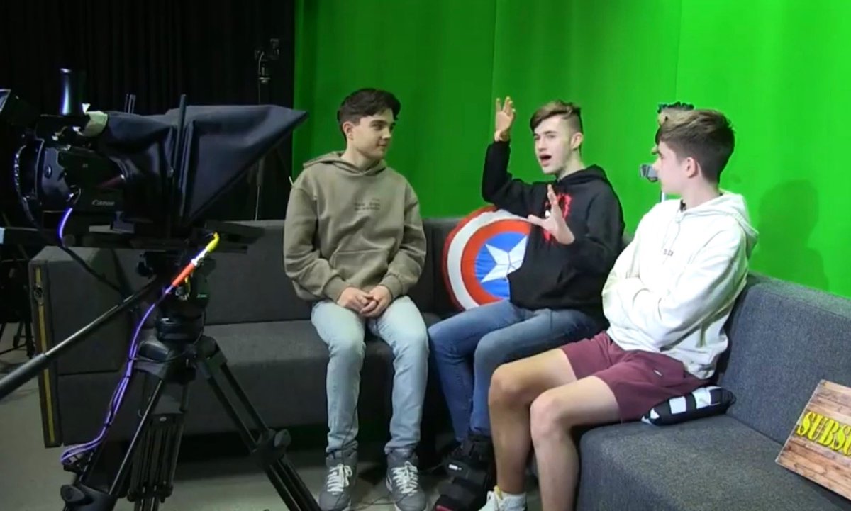 gary_rose's tweet photo. A moment for Saul’s jazz hands and Adam having to sit on my #NUFC cushion to maintain correct eye-line 😂
#TVStudioClub
#CDMPTV #DSFCTVStudio
#BTEC @pearsonbtec #BTECCDMP #multicam #multicamera #Tricaster #tvstudio https://t.co/zEs1zmB71V